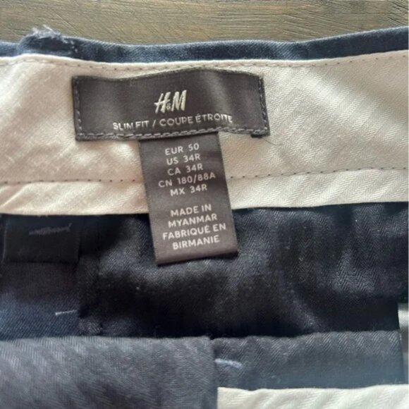 H&M navy men’s dress pants, slim fit, straight leg, size US 34R - Picture 3 of 7